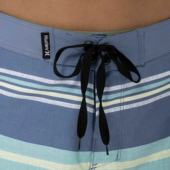 Hurley Kids' Boys' Youth Striped Logo Boardshorts  Navy Lime 18 - Picture 2 of 7